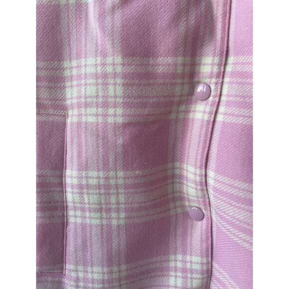 Miu Miu Pink & White Plaid Wool Button-Up Shirt Jacket Womens - Picture 7 of 13